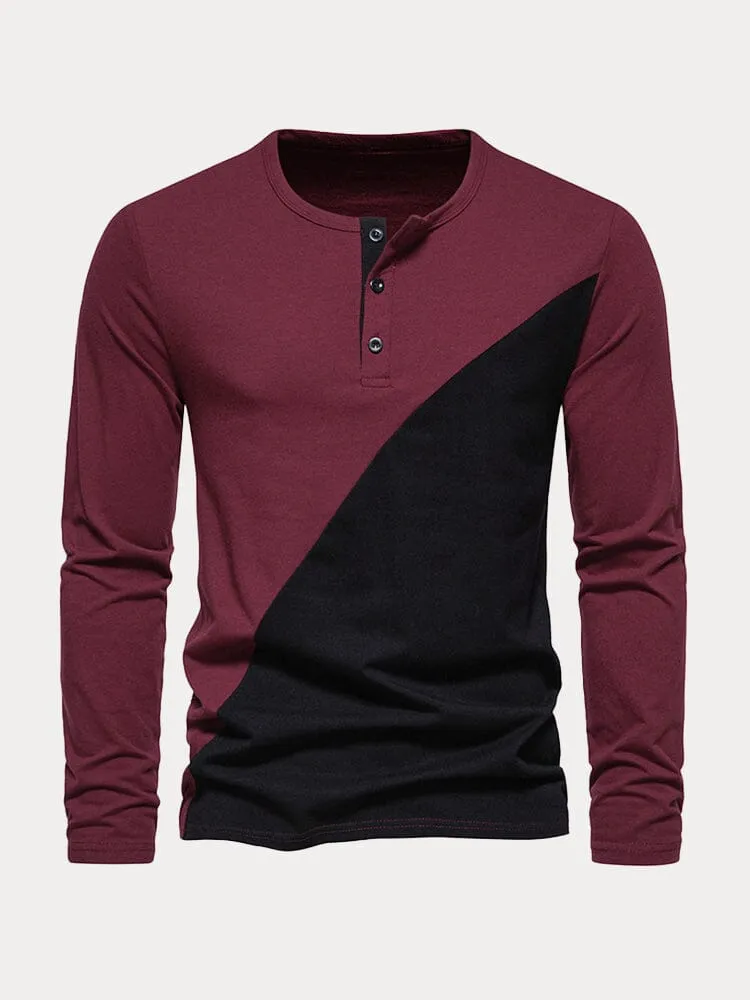 100% Cotton Two-tone Henley Shirt