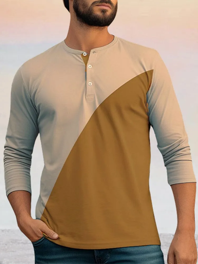 100% Cotton Two-tone Henley Shirt