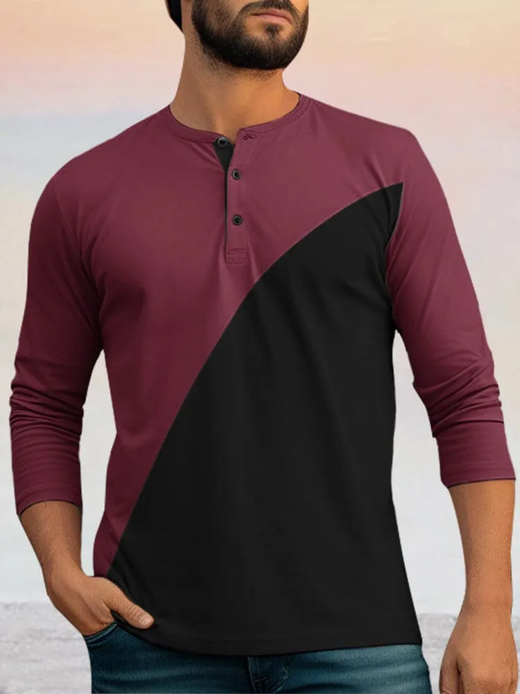 100% Cotton Two-tone Henley Shirt