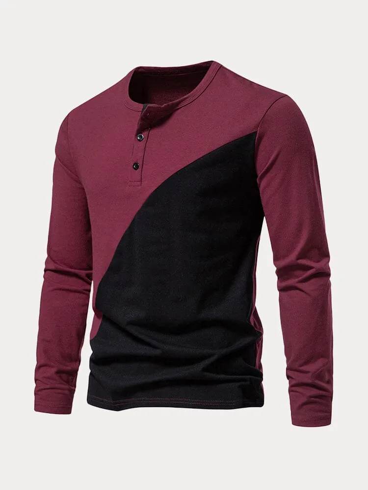 100% Cotton Two-tone Henley Shirt