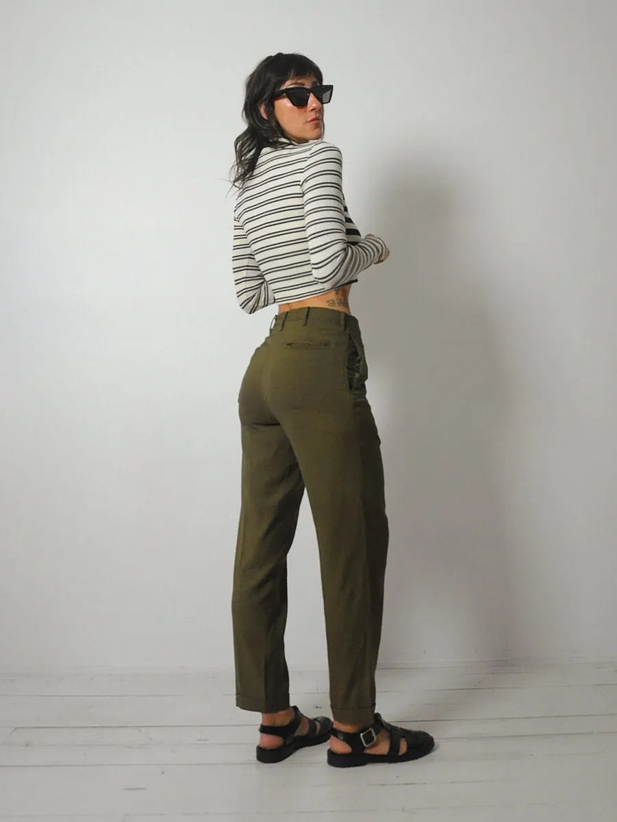 1960's/70's Logan Olive Trousers 28x29