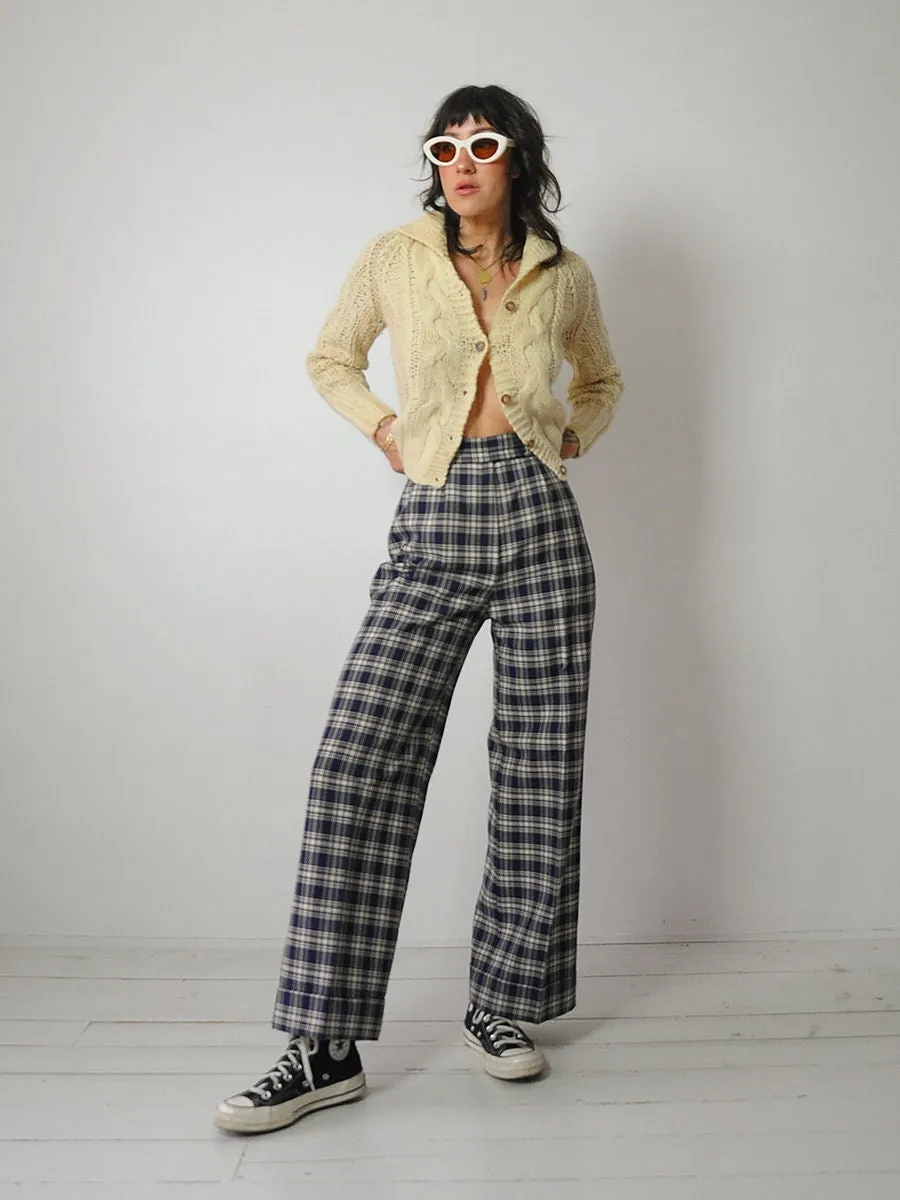 1970's Tartan Plaid Wide Leg Pants 28x29