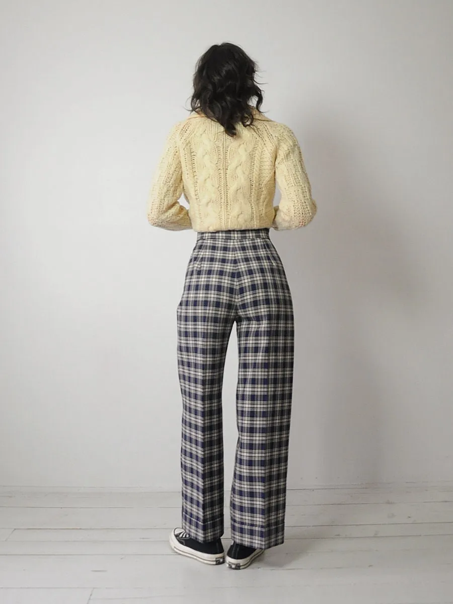 1970's Tartan Plaid Wide Leg Pants 28x29