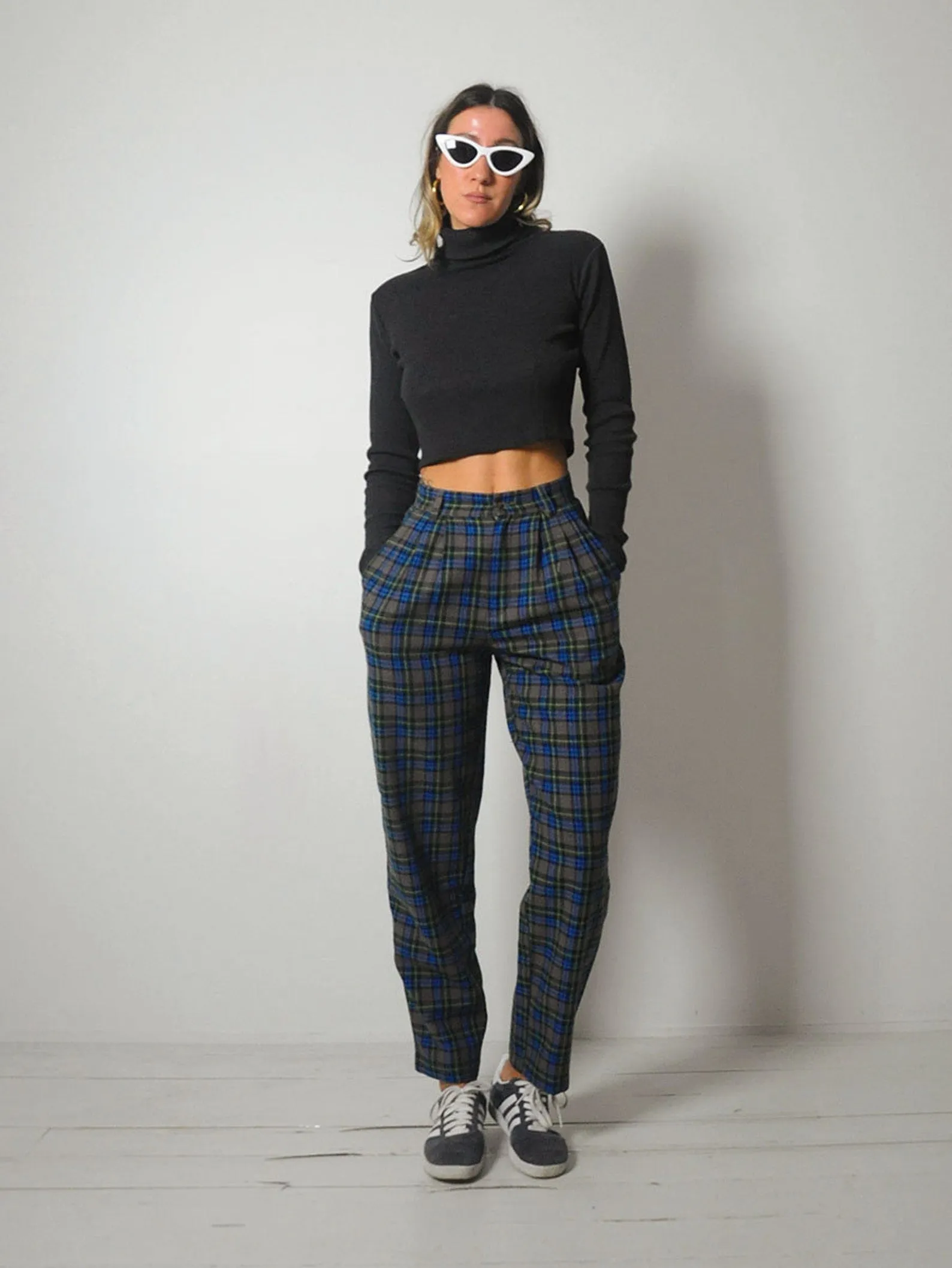 1980's Italian Plaid Trousers 26x29