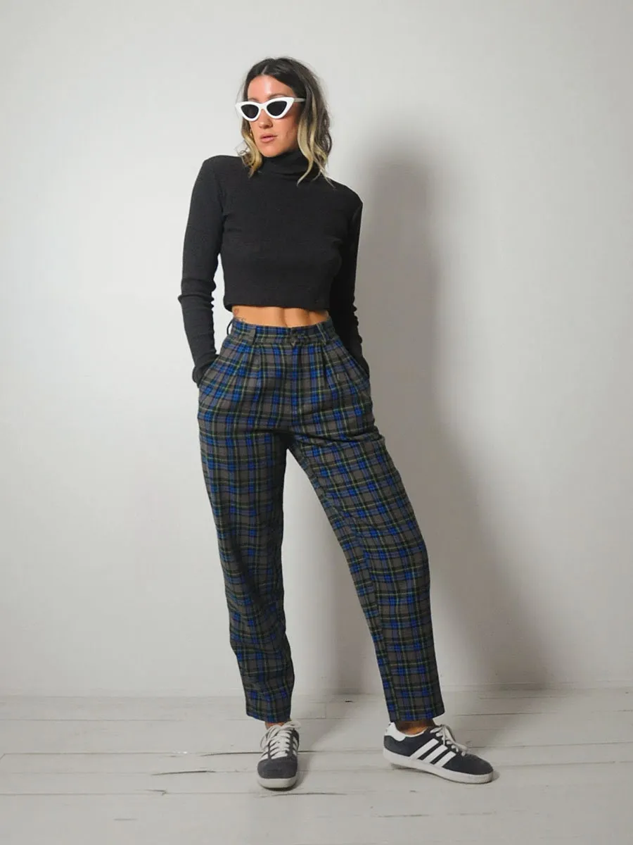 1980's Italian Plaid Trousers 26x29