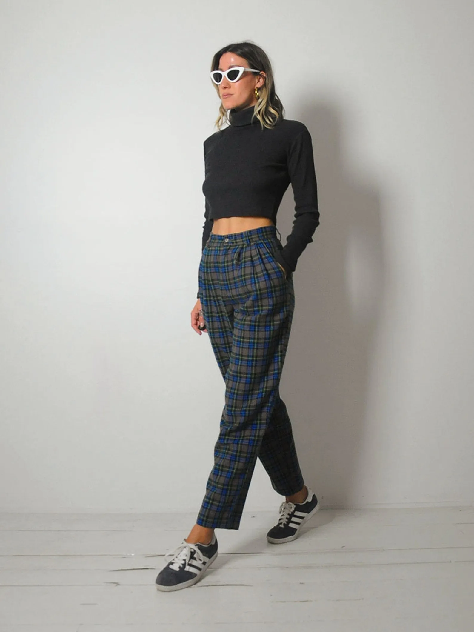 1980's Italian Plaid Trousers 26x29