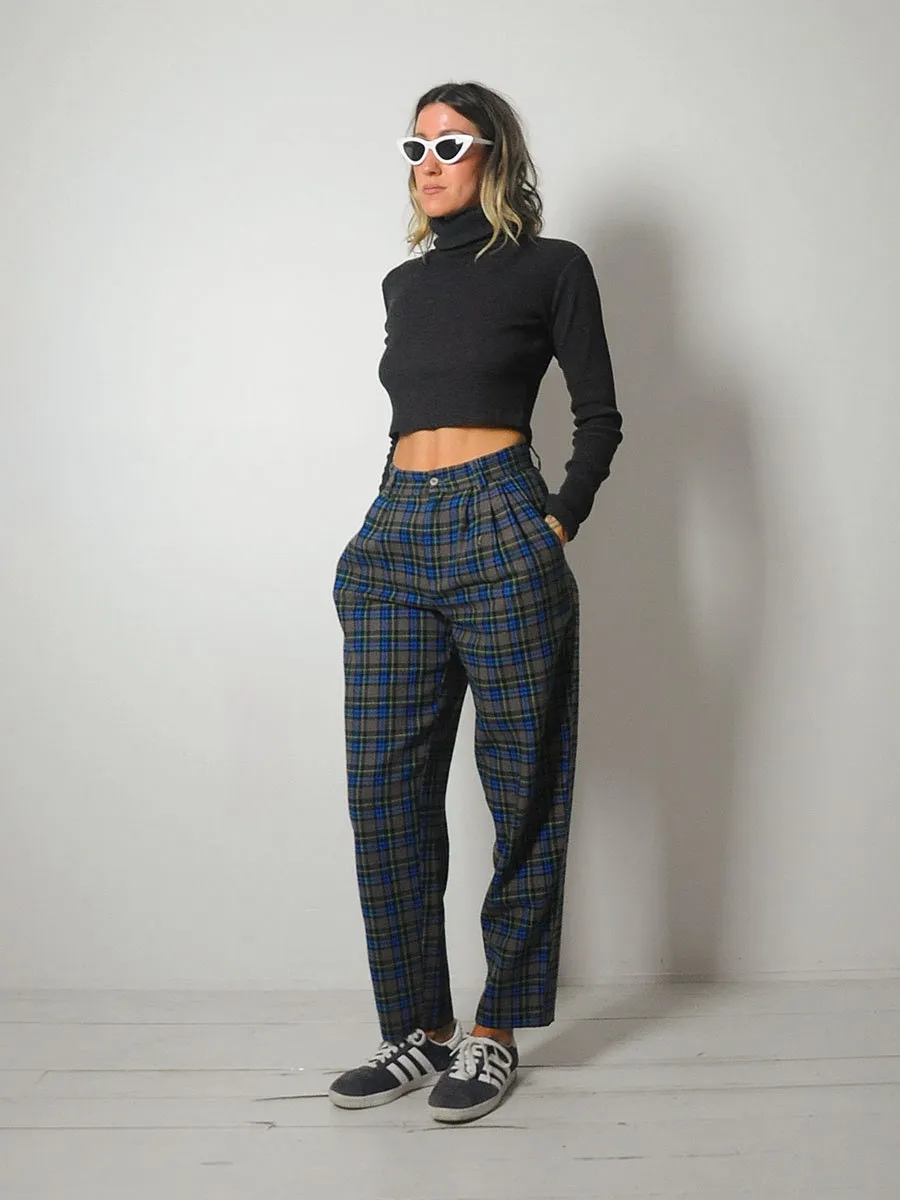 1980's Italian Plaid Trousers 26x29