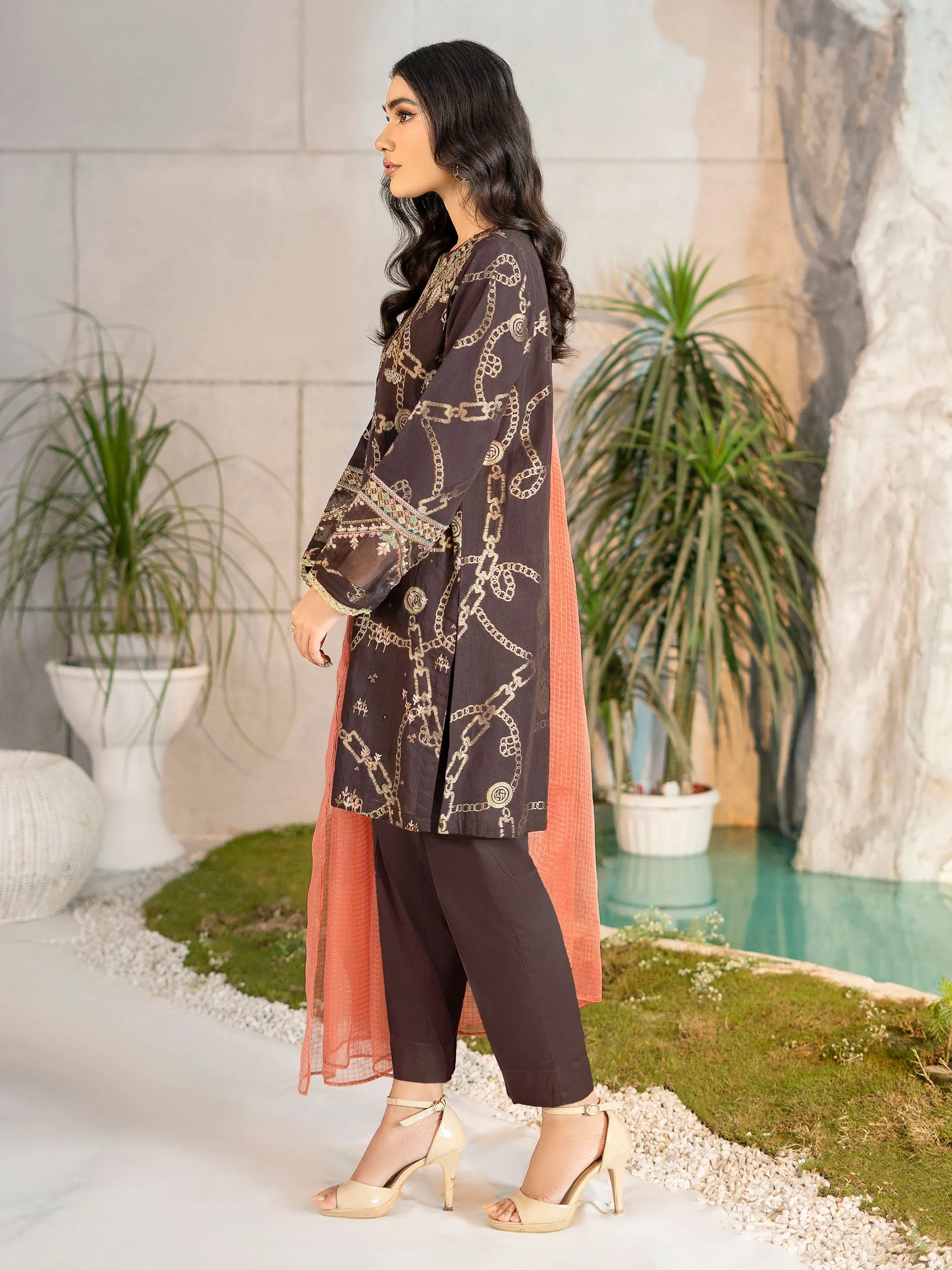 3 Piece Embroidered Jacquard Suit