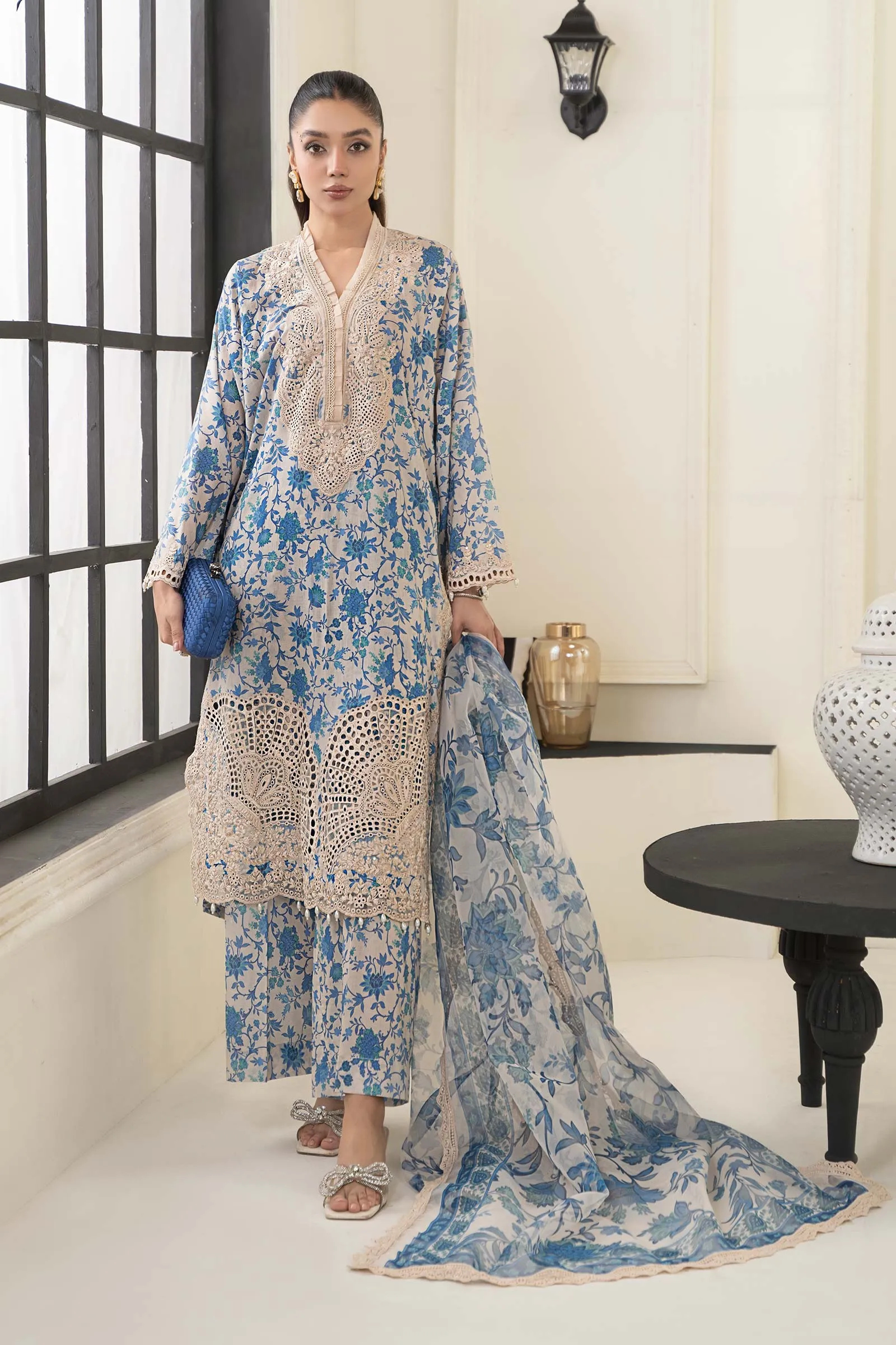 3 Piece Embroidered Lawn Suit | DW-EF24-108