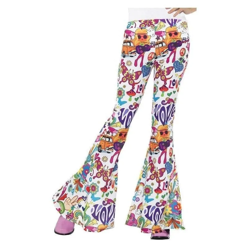 70s Groovy Flared Trousers Ladies Adult White