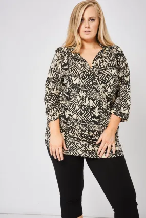 Abstract Pattern Wrap Front Top