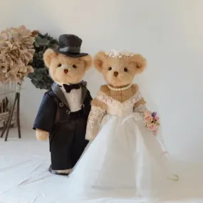 Adorable Wedding Bear Couple - Teddy Bear Bride and Groom in a Tux