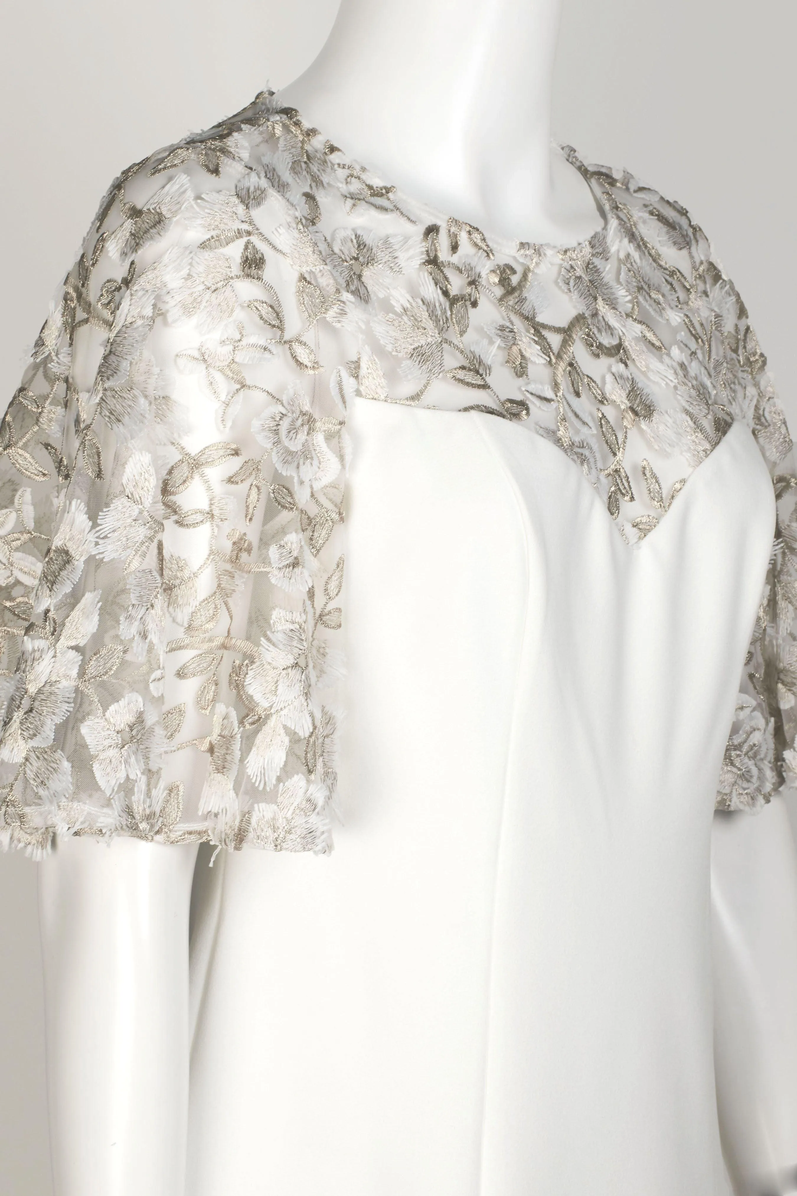 Adrianna Papell AP1E209069 Bell Sleeve Formal Illusion Embroidered Crepe Top