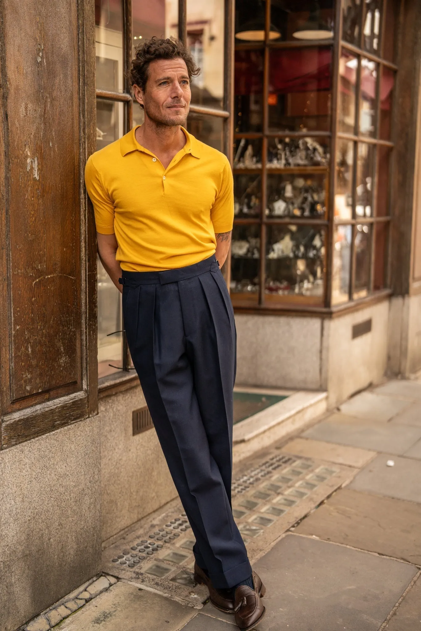 Aleks Navy Fresco Wool Trousers