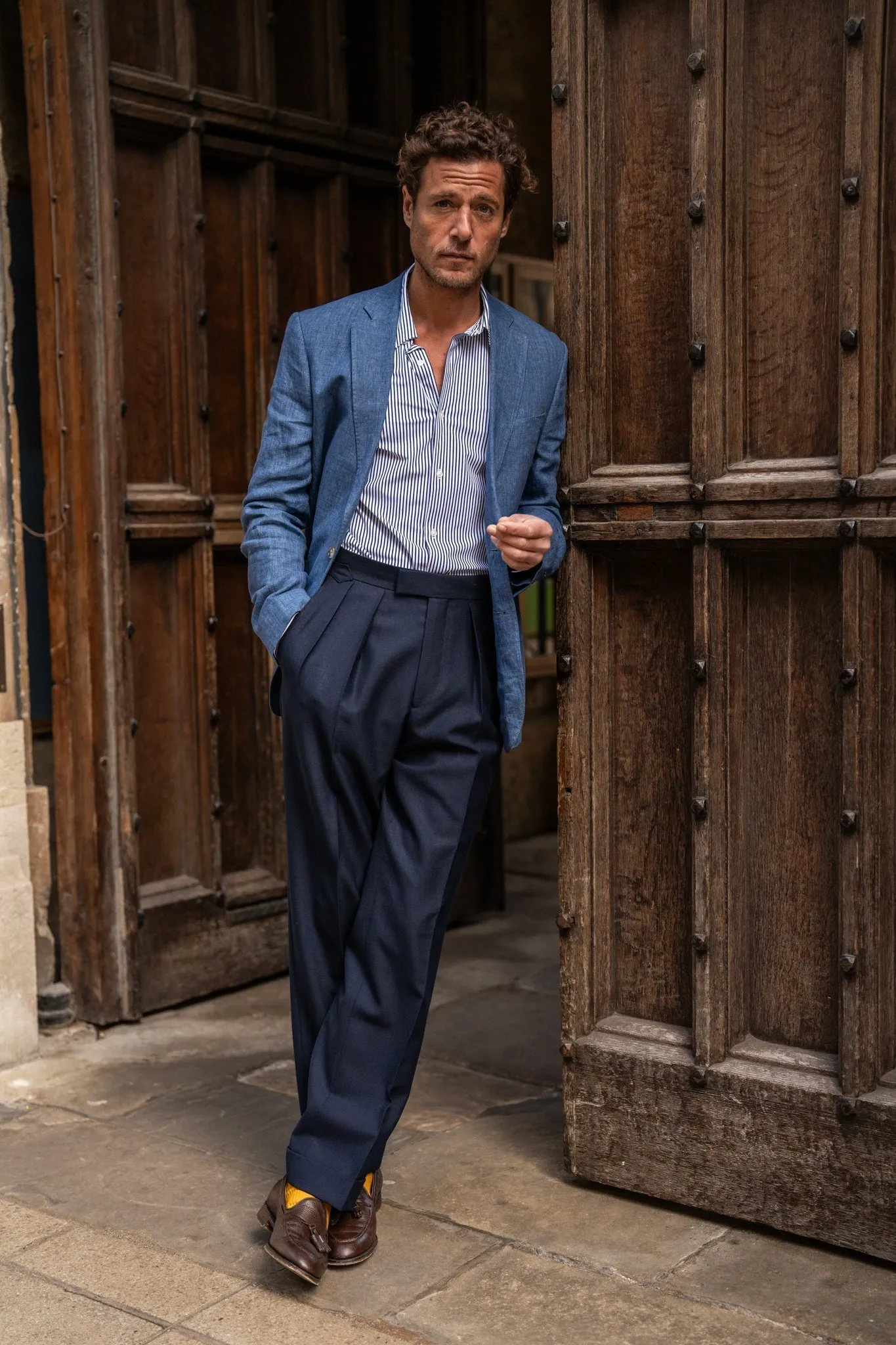 Aleks Navy Fresco Wool Trousers