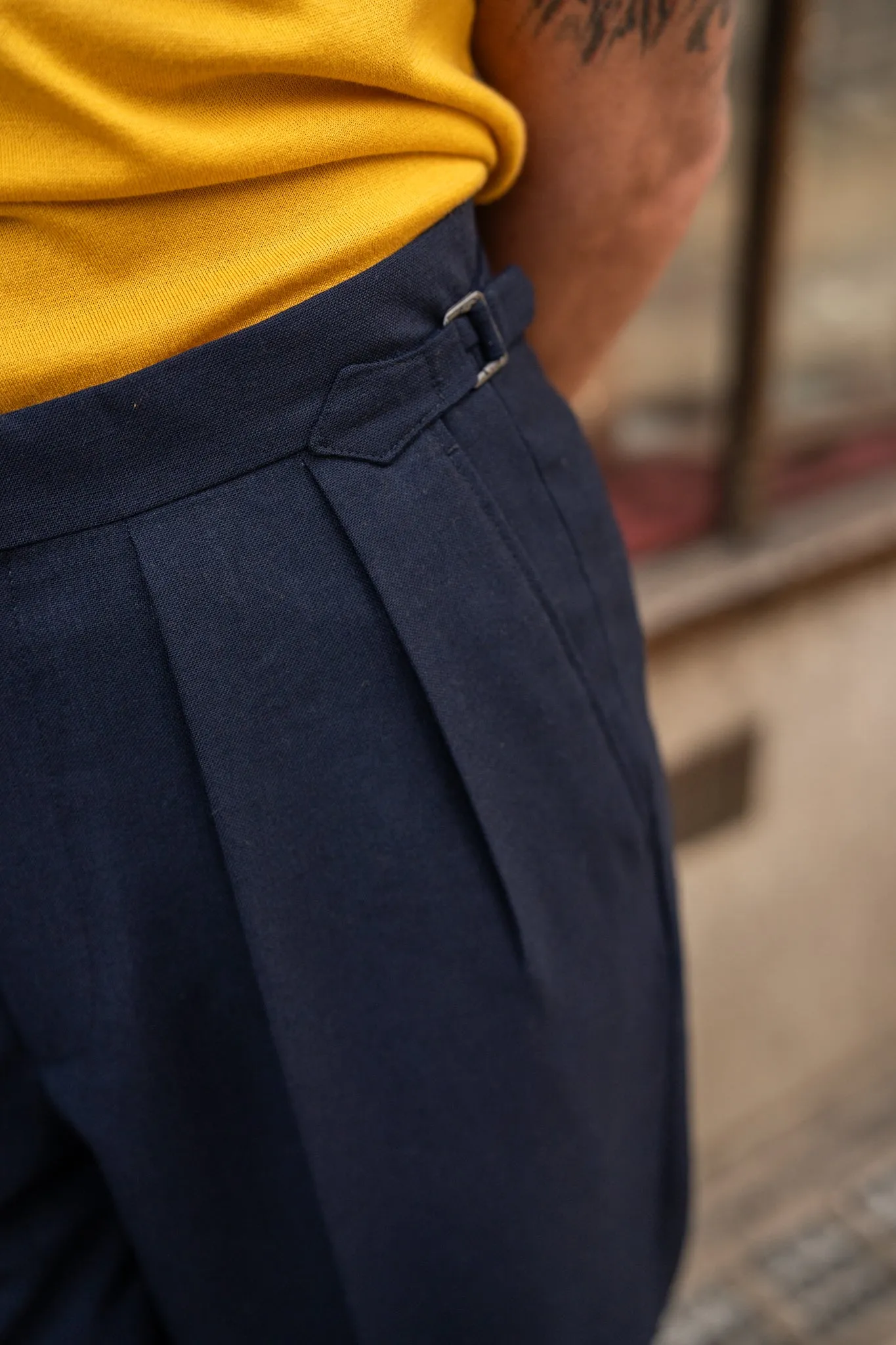 Aleks Navy Fresco Wool Trousers