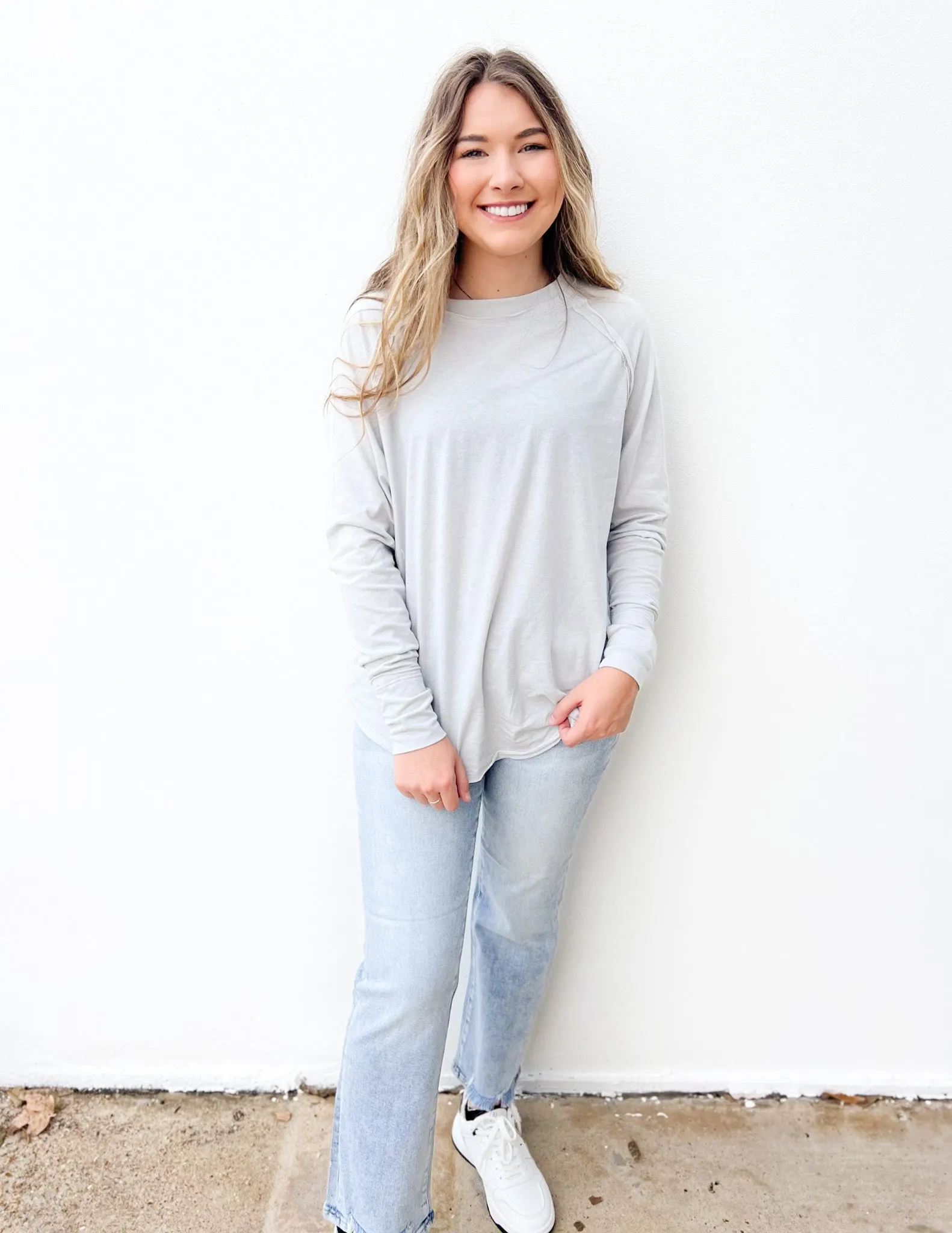 All About the Basics Cotton Raglan Sleeve Top in H Grey