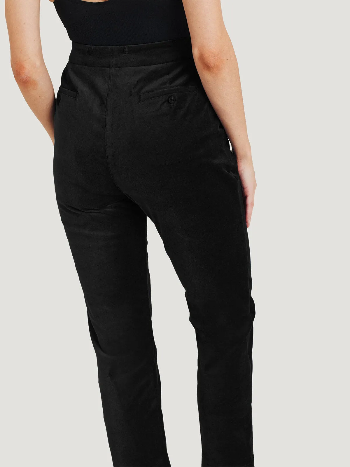 Alleegra Organic Cotton Velvet Trouser - Black