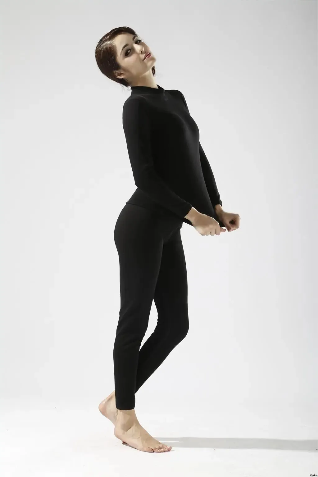 Alr™ Women's Thermal Underwear Set - Fleece-Lined Cotton Long Johns, Black