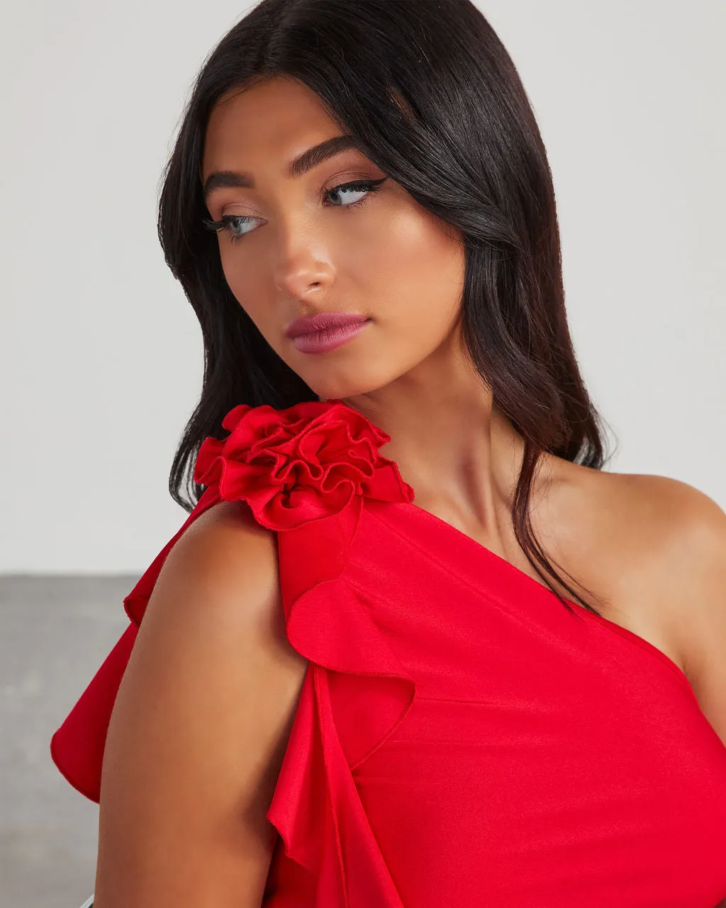 Amarissa One Shoulder Rosette Ruffle Bodysuit