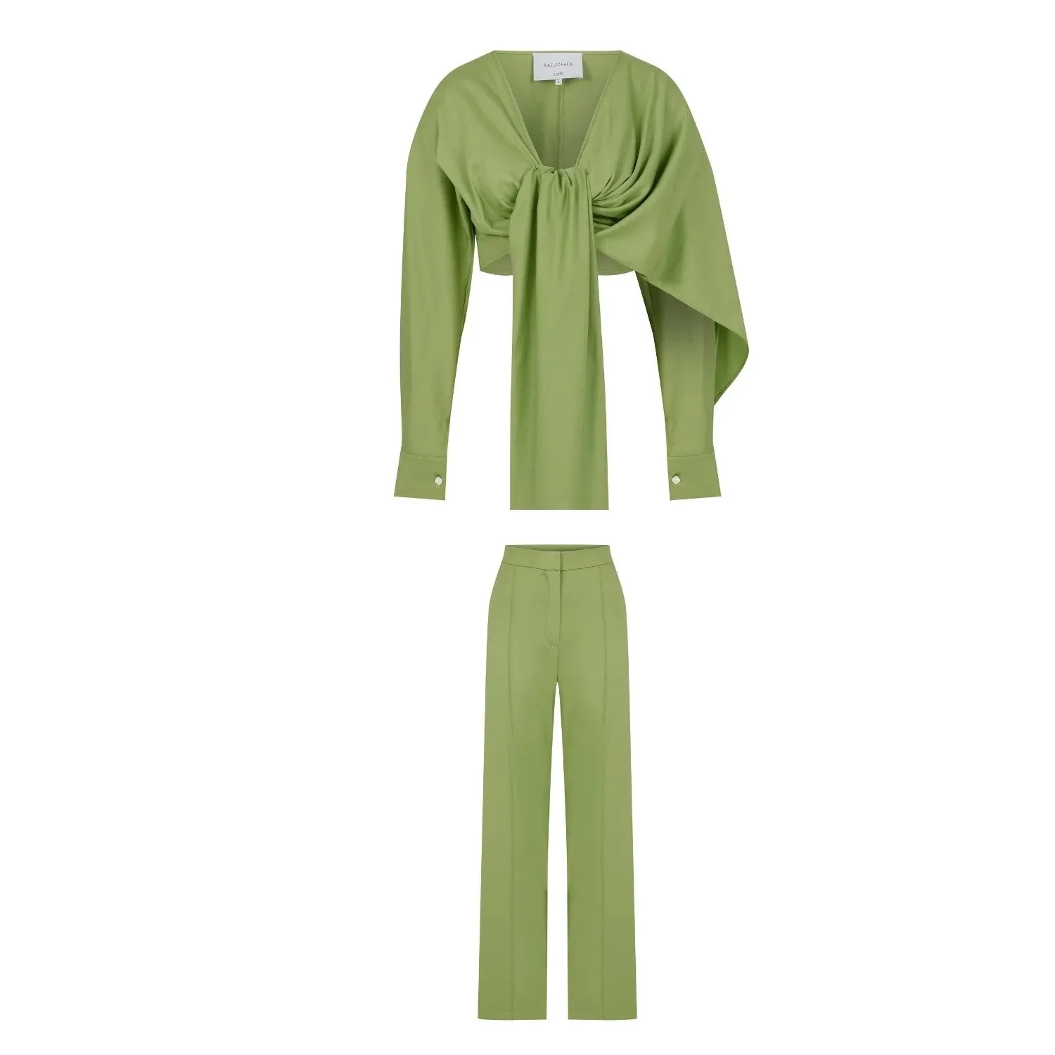 Angy Asymmetric Blouse In Green