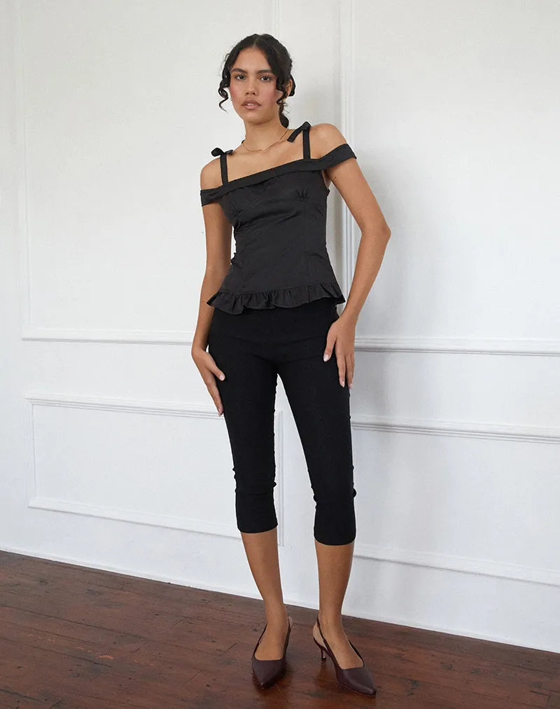 Anneli Frill Hem Top in Black