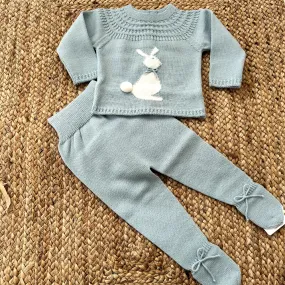 Artesania Granlei Bunny Teal Knitted 2 Piece Set with Feet