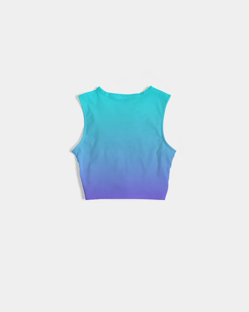 Bahama Blue Ombre Twist-Front Crop Tank