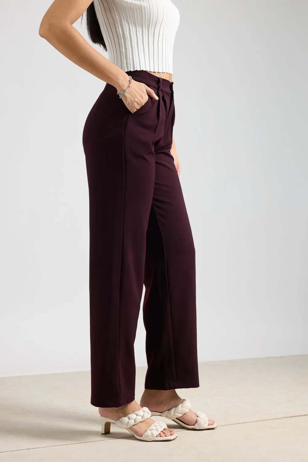 Baysic Burgundy Korean Pants