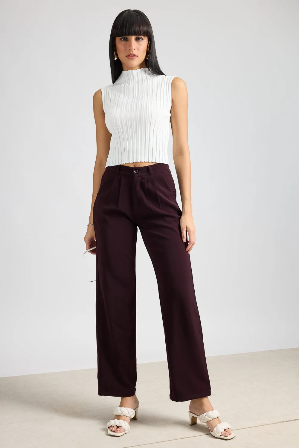 Baysic Burgundy Korean Pants