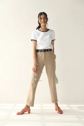 Beige Formal wear Trousers for Women