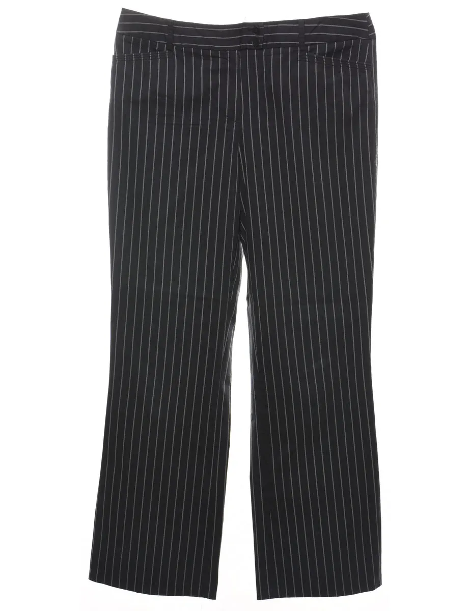 Black & White Striped Y2K Trousers - W36 L32