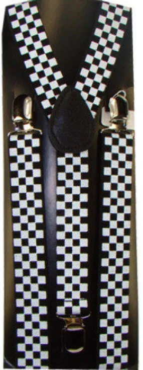 black and white checkered kid suspenders Case of 72