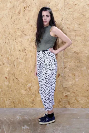 Black And White Daisy Print Trousers