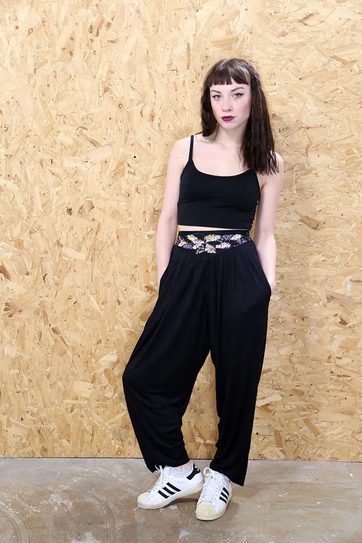 Black Embellished Harem Pants