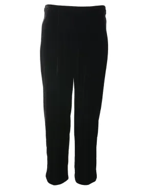 Black High Waist Velvet Trousers - W30 L29