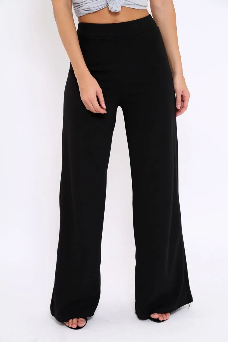 Black High Waisted Flare Trousers - Kym