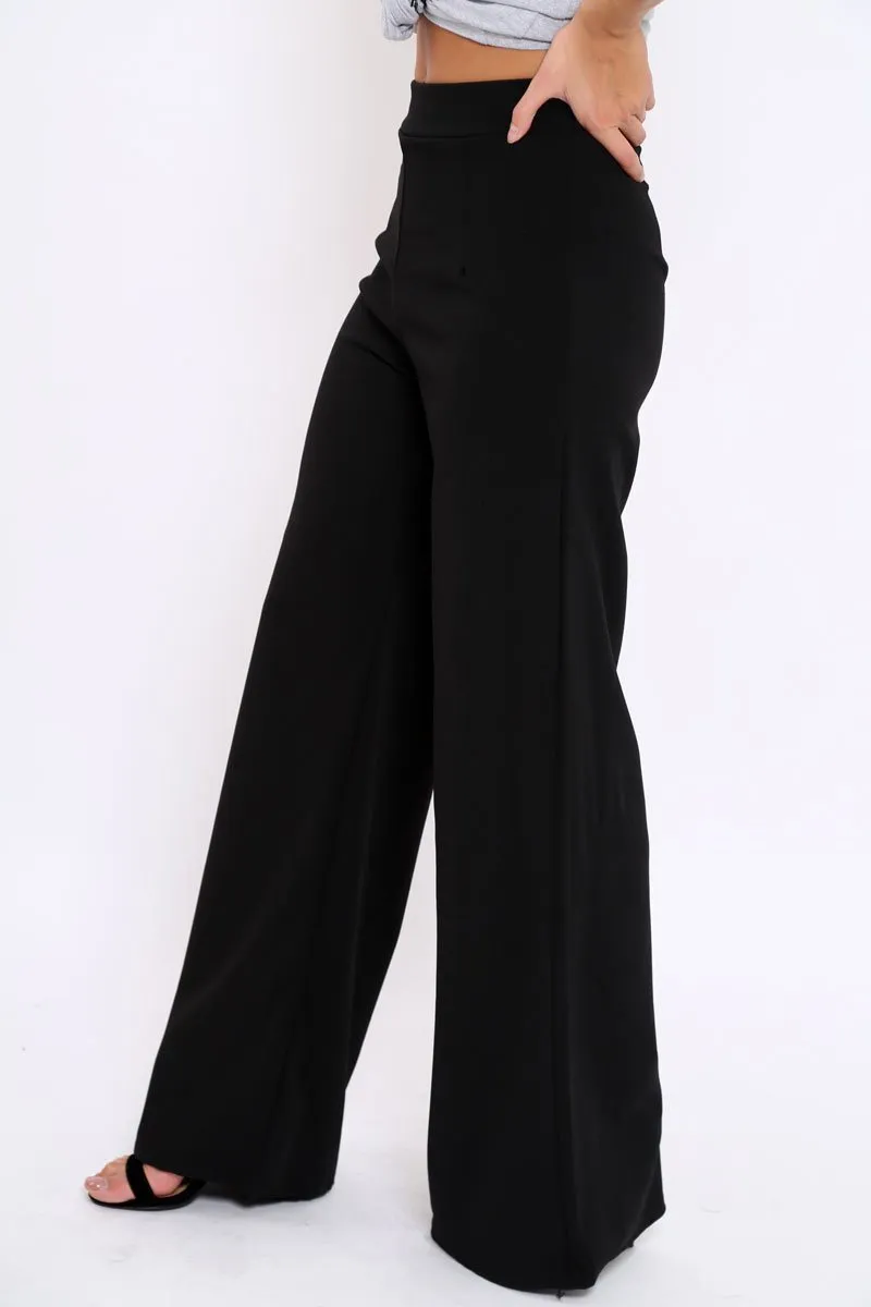 Black High Waisted Flare Trousers - Kym