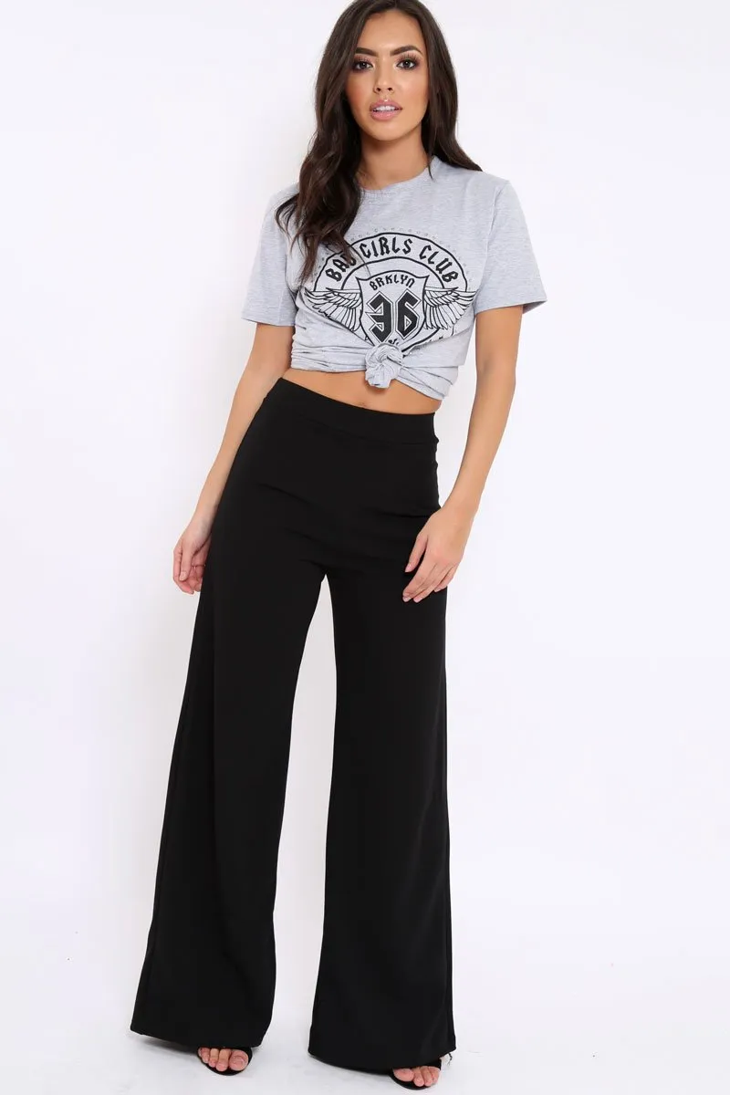 Black High Waisted Flare Trousers - Kym