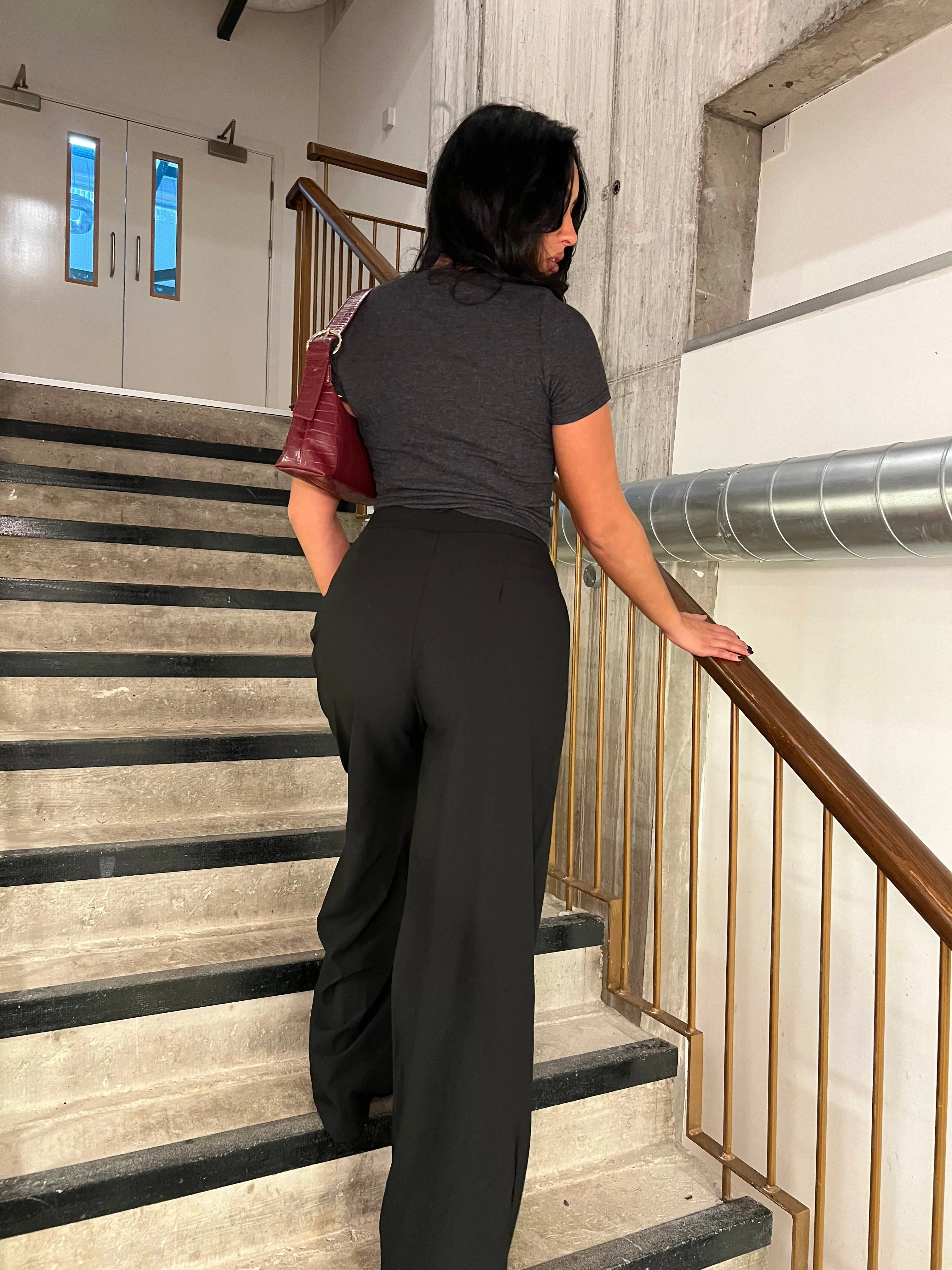 Black High-Waisted Wide-Leg Trousers