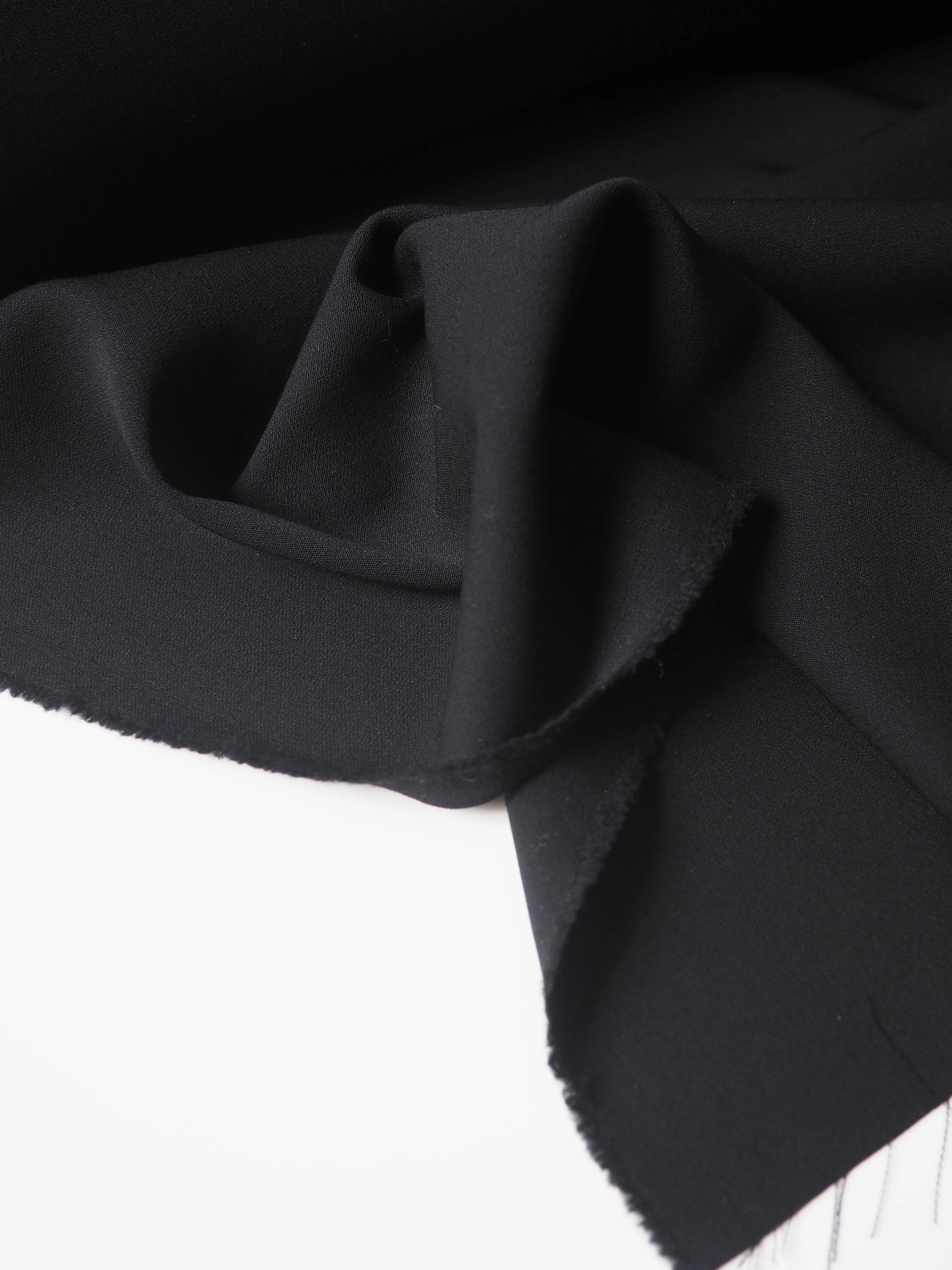 Black Lightweight Stretch Wool Crepe