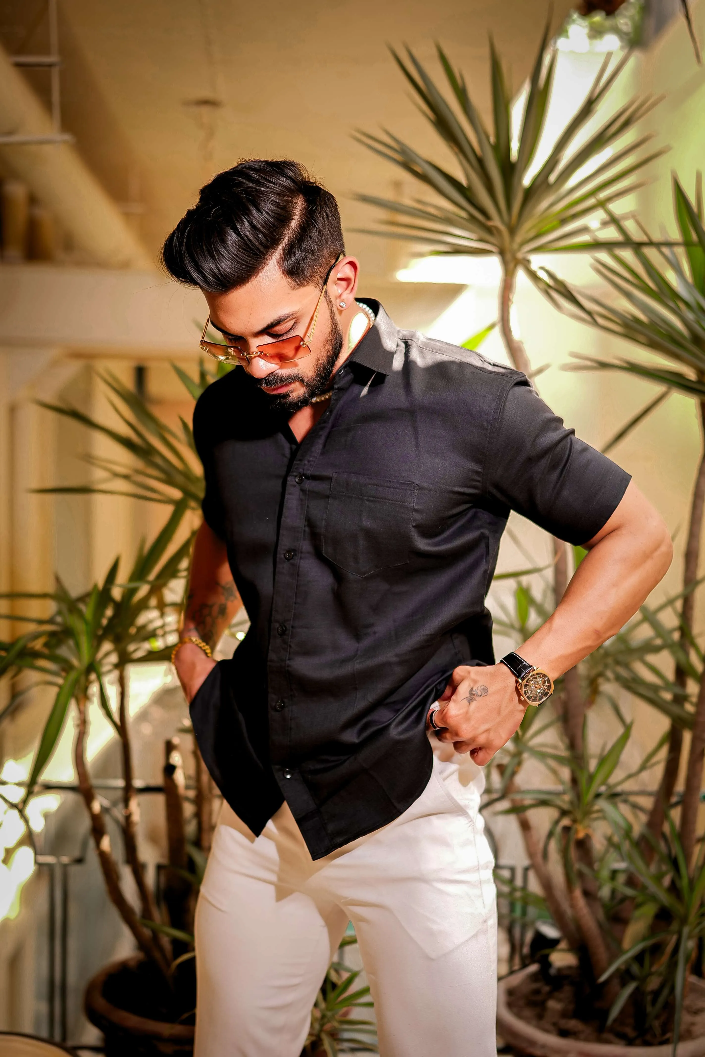 Black Luxury Formal linen Cotton Shirt For Men's