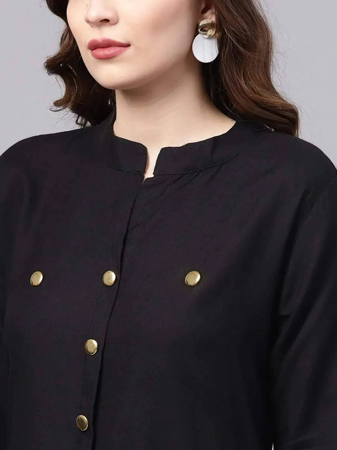 Black Solid Kurta with Trousers Online - RiaFashions