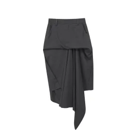 Black Structured Pleated Skirt