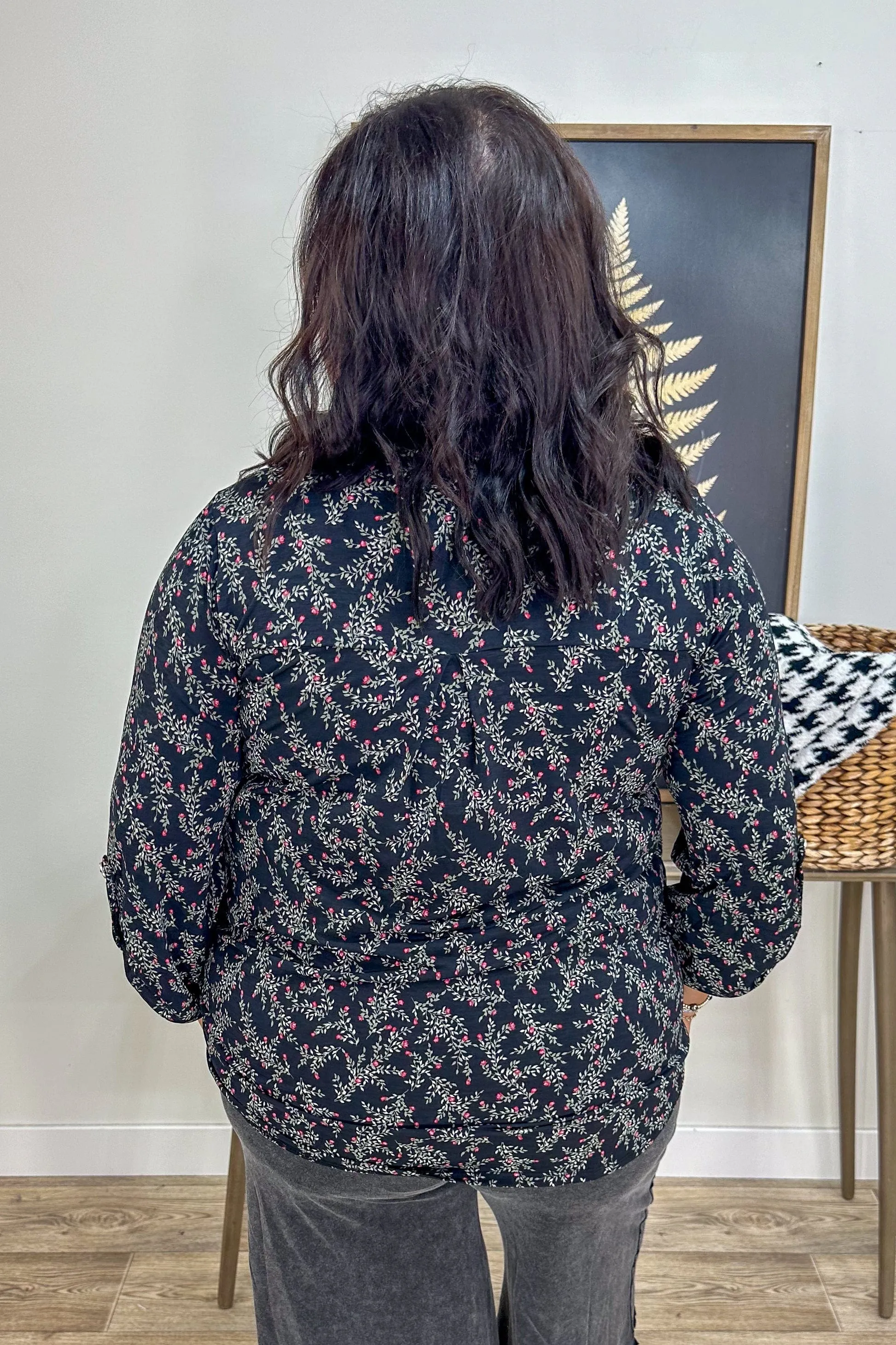 Black Tiny Floral Lizzy Blouse