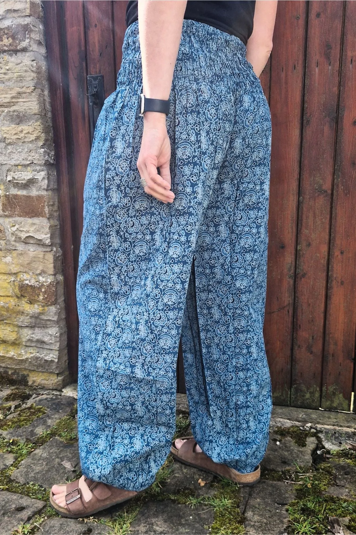 block print cotton harem trousers