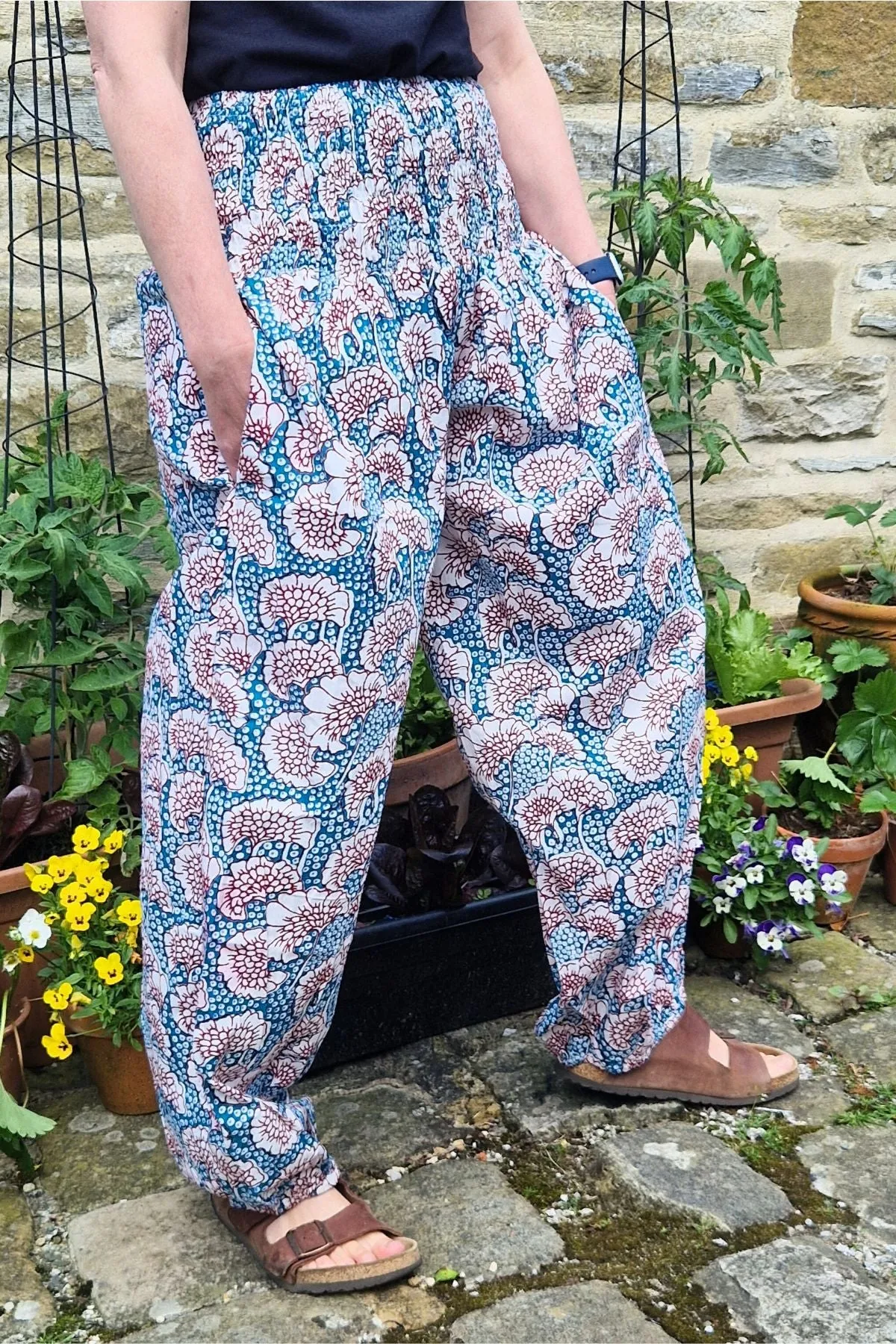 block print cotton harem trousers