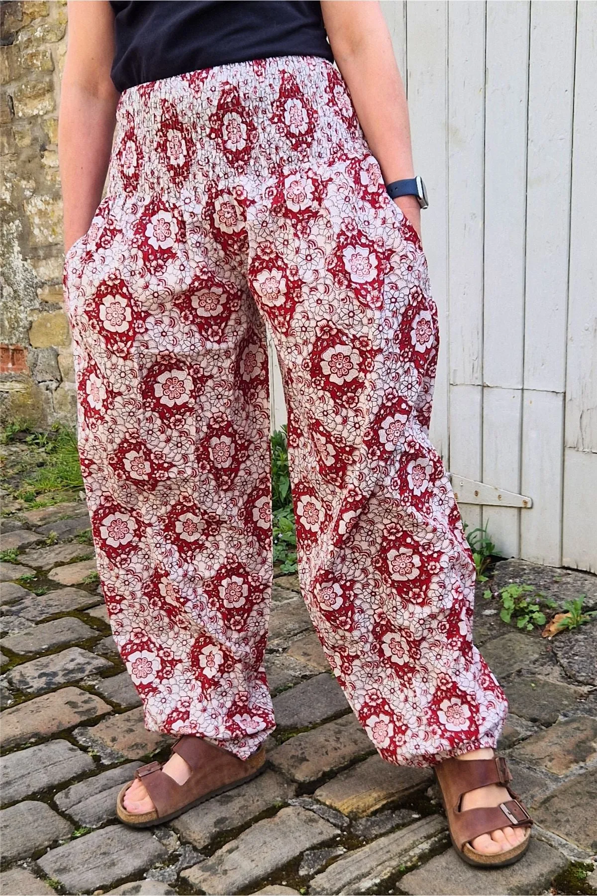 block print cotton harem trousers