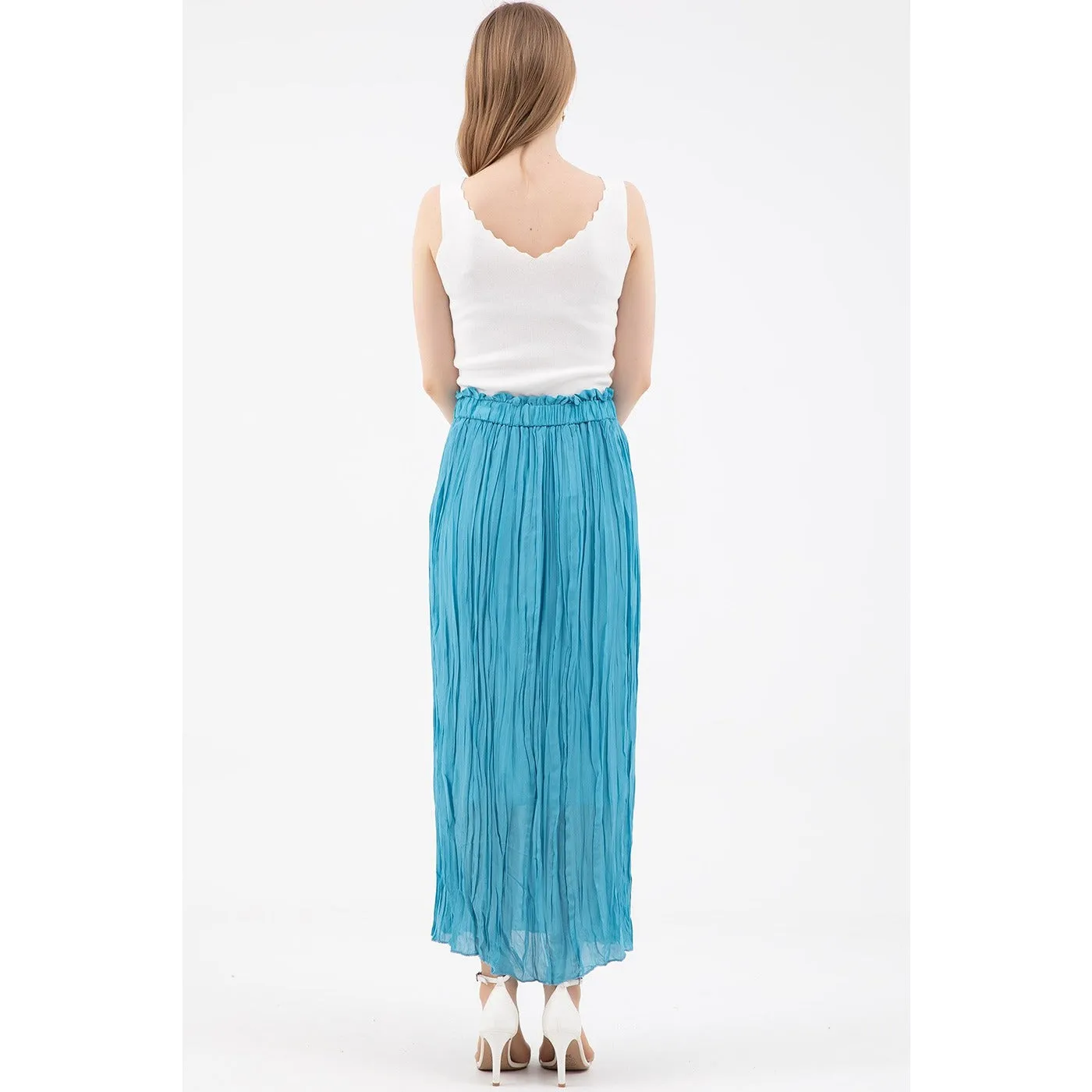 Blue Chiffon Pleated Skirt