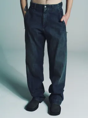 Blue Denim Straight Leg Trousers